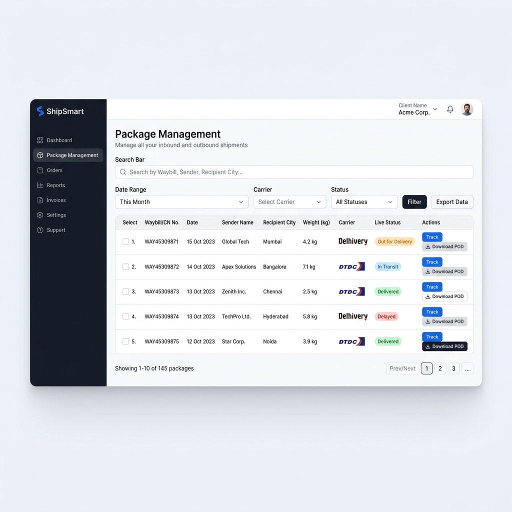Approach Four ERP Client Packages View Screenshot